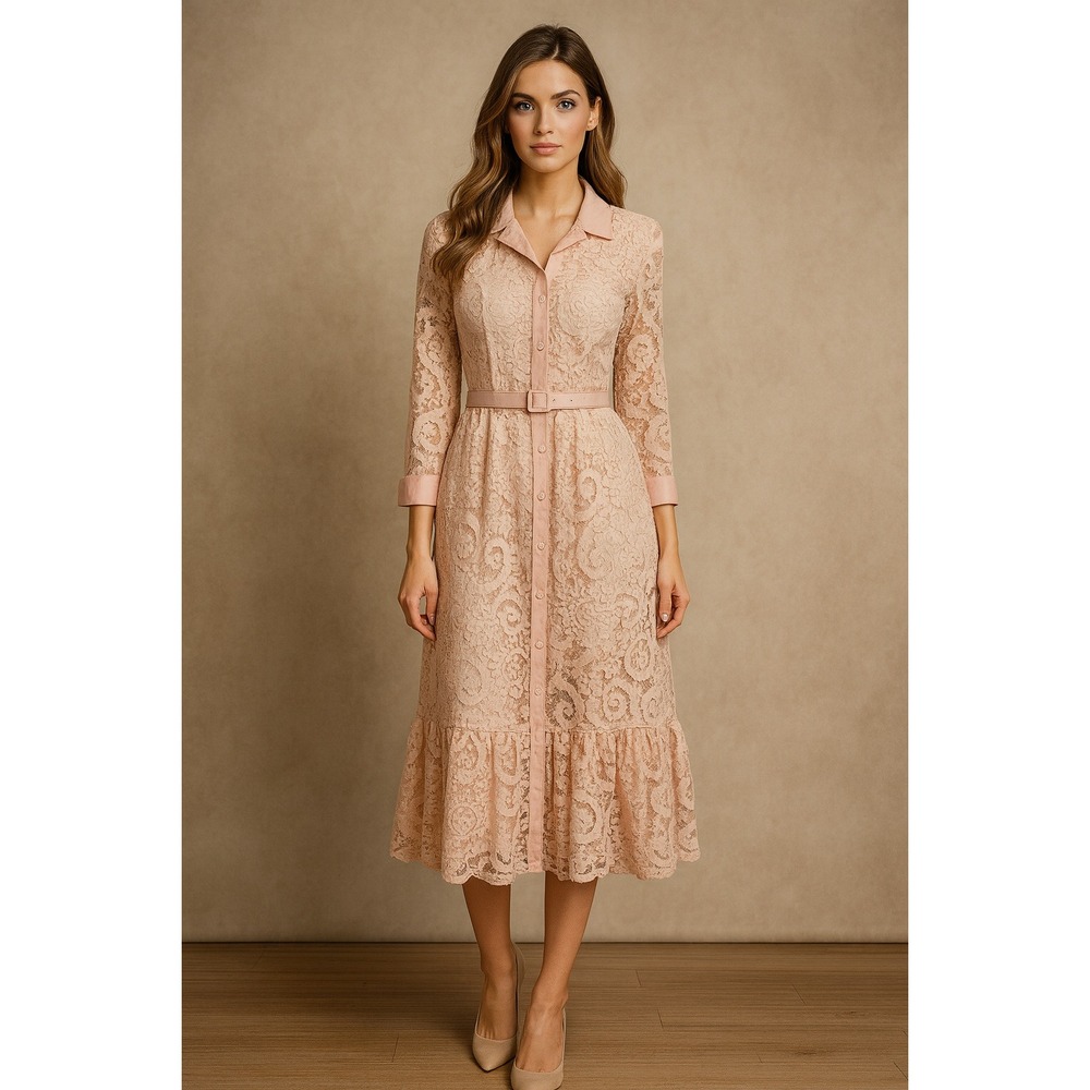 Nanette Lepore Lace Midi Dress in Blush Pink